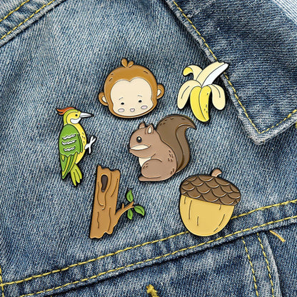 Cartoon Style Cute Animal Pine Cones Banana Alloy Enamel Women'S Brooches