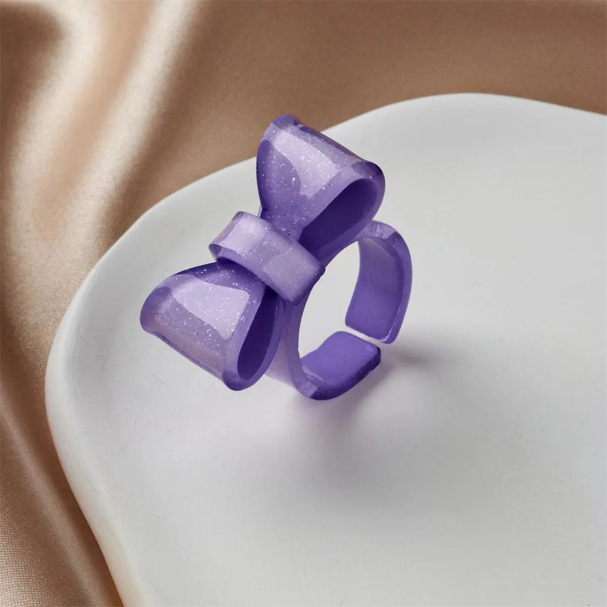 Cartoon Style Cute Bow Knot Arylic Women's Open Rings