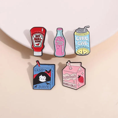 Cartoon Style Cute Can Bottle Box Alloy Stamping Stoving Varnish Plating Women'S Brooches