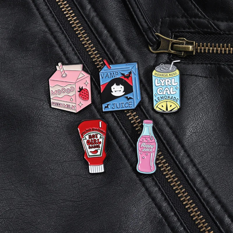 Cartoon Style Cute Can Bottle Box Alloy Stamping Stoving Varnish Plating Women'S Brooches