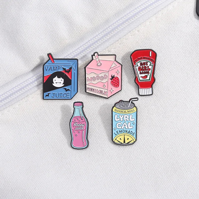 Cartoon Style Cute Can Bottle Box Alloy Stamping Stoving Varnish Plating Women'S Brooches