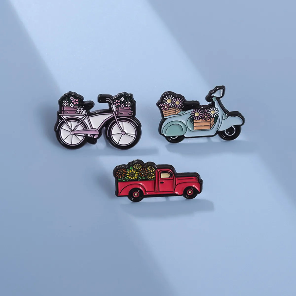 Cartoon Style Cute Car Bicycle Flower Alloy Plating Unisex Brooches