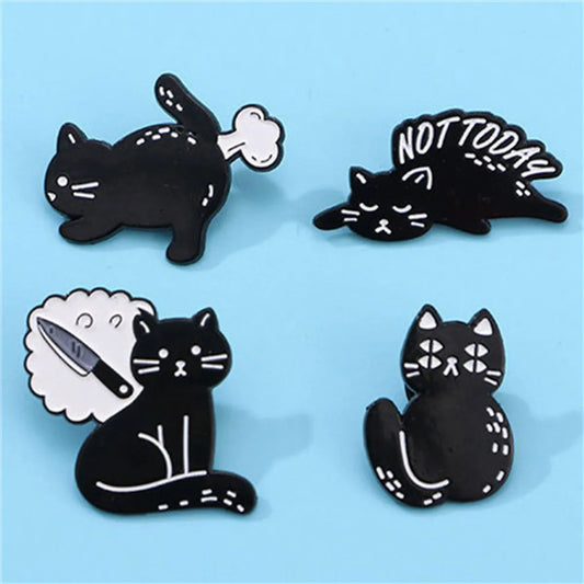 Cartoon Style Cute Cat Alloy Stamping Stoving Varnish Plating Unisex Brooches