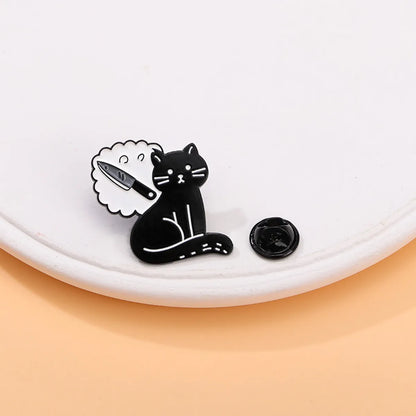 Cartoon Style Cute Cat Alloy Stamping Stoving Varnish Plating Unisex Brooches