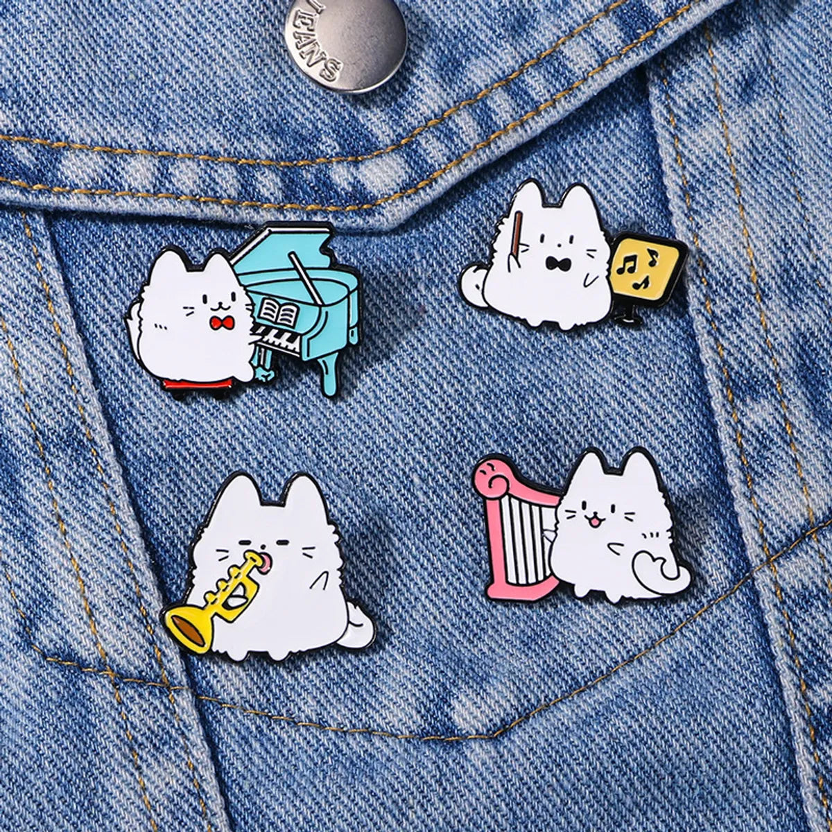 Cartoon Style Cute Cat Alloy Stoving Varnish Unisex Brooches