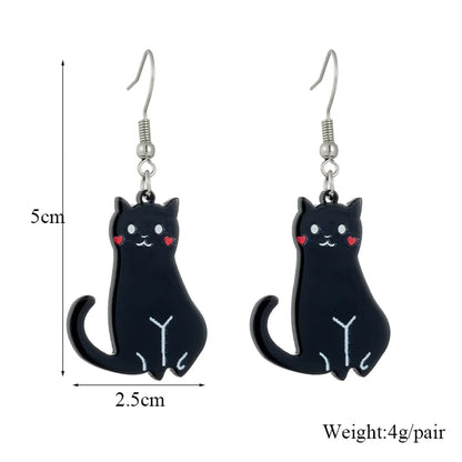 Cartoon Style Cute Cat Arylic Women's Drop Earrings