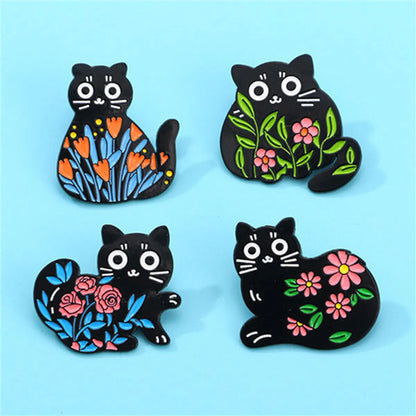 Cartoon Style Cute Cat Flower Alloy Stamping Stoving Varnish Plating Unisex Brooches