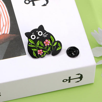 Cartoon Style Cute Cat Flower Alloy Stamping Stoving Varnish Plating Unisex Brooches