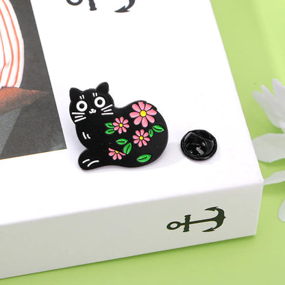 Cartoon Style Cute Cat Flower Alloy Stamping Stoving Varnish Plating Unisex Brooches