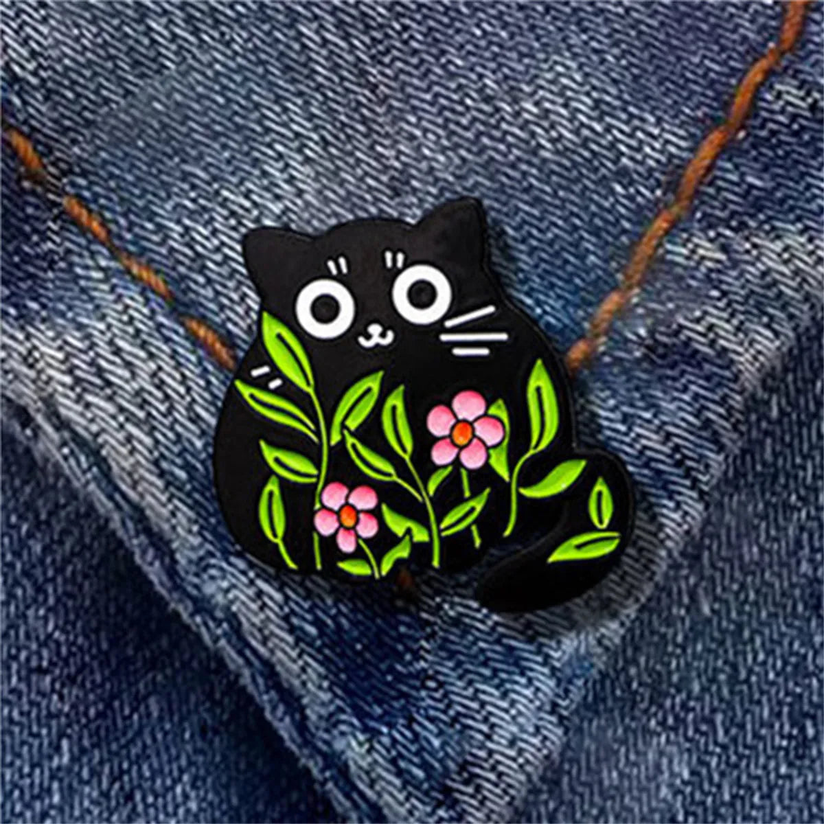 Cartoon Style Cute Cat Flower Alloy Stamping Stoving Varnish Plating Unisex Brooches