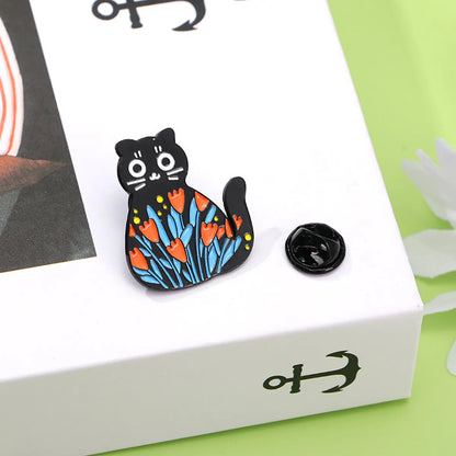 Cartoon Style Cute Cat Flower Alloy Stamping Stoving Varnish Plating Unisex Brooches