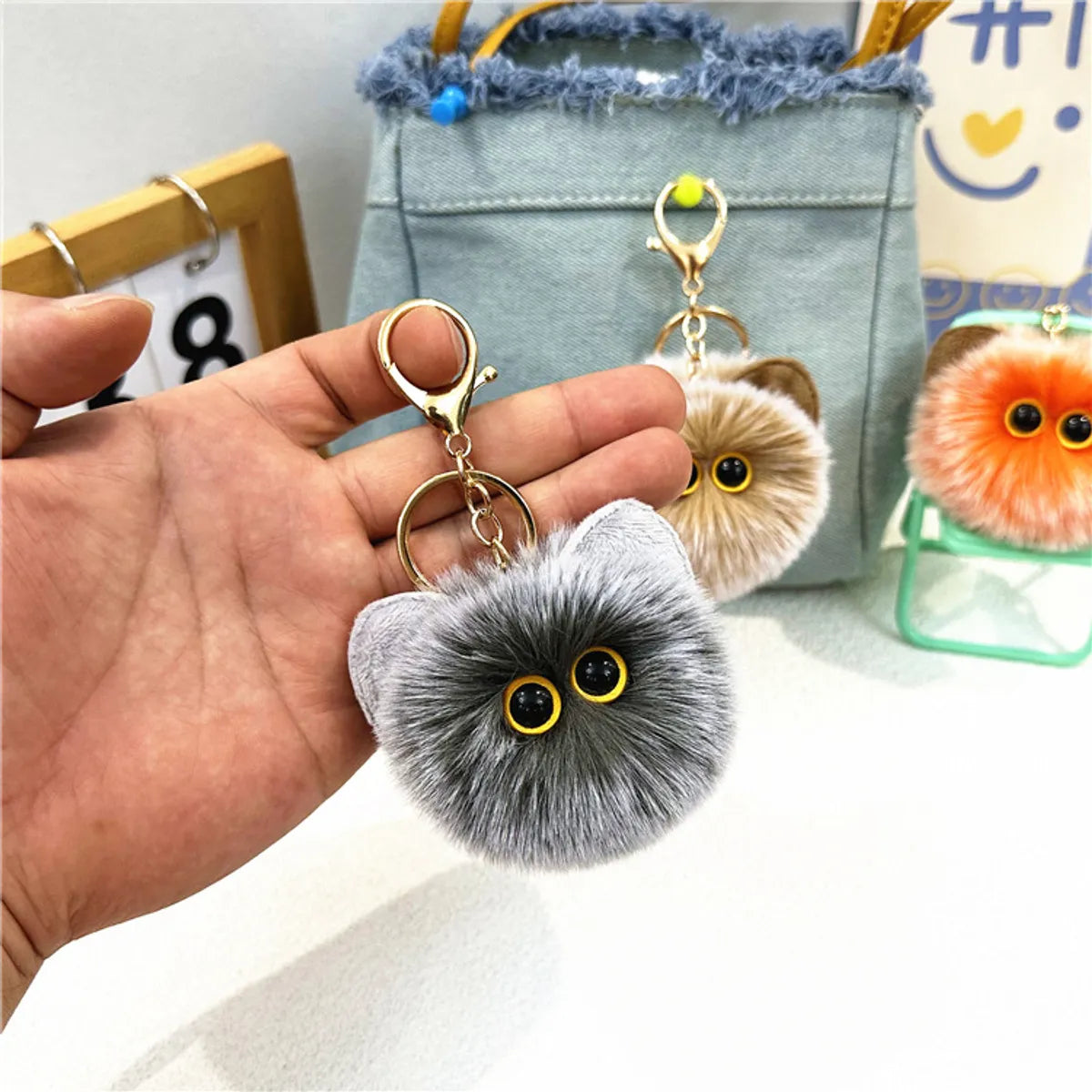 Cartoon Style Cute Cat Plush Unisex Keychain