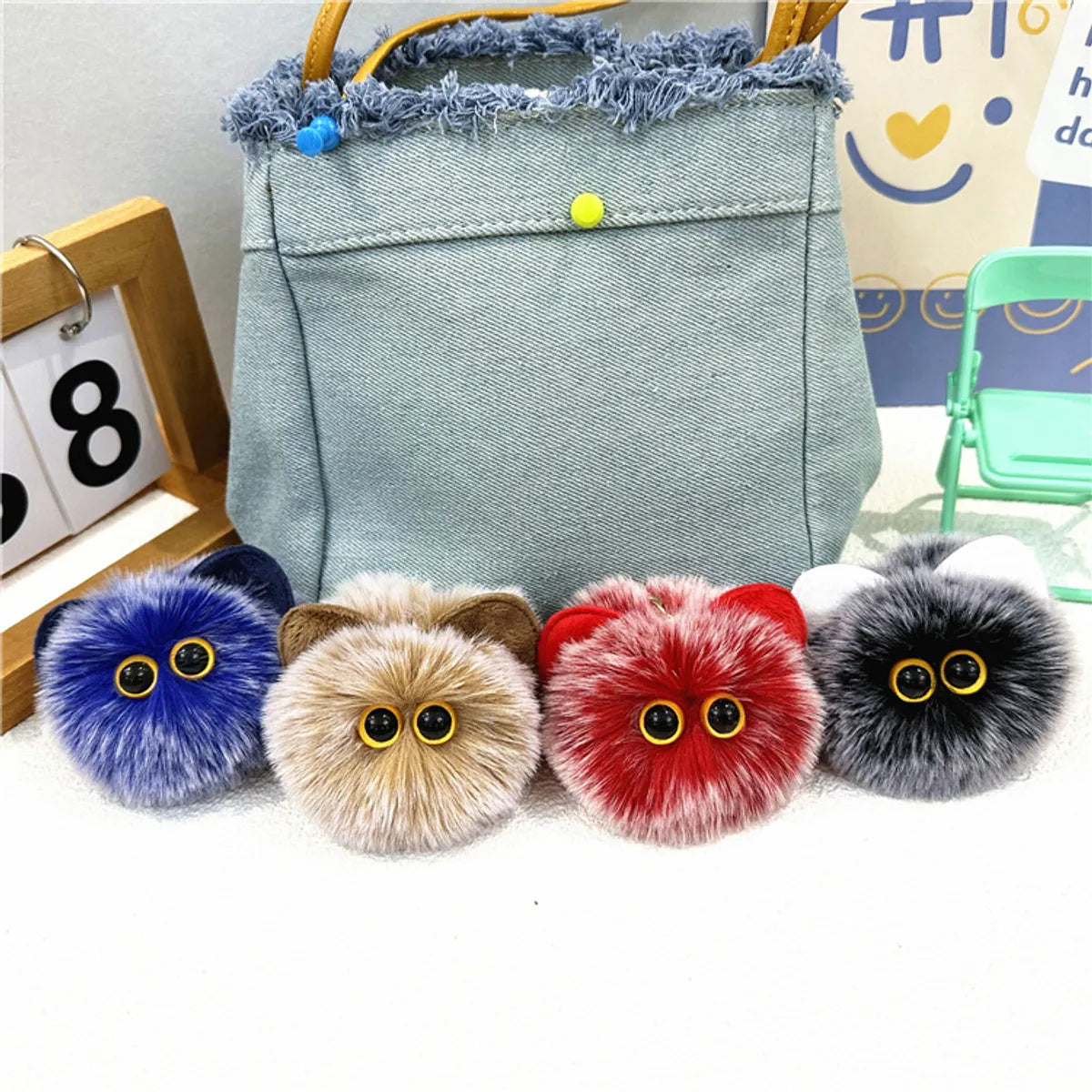 Cartoon Style Cute Cat Plush Unisex Keychain