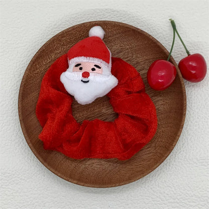 Cartoon Style Cute Christmas Hat Christmas Tree Santa Claus Flannel Hair Tie