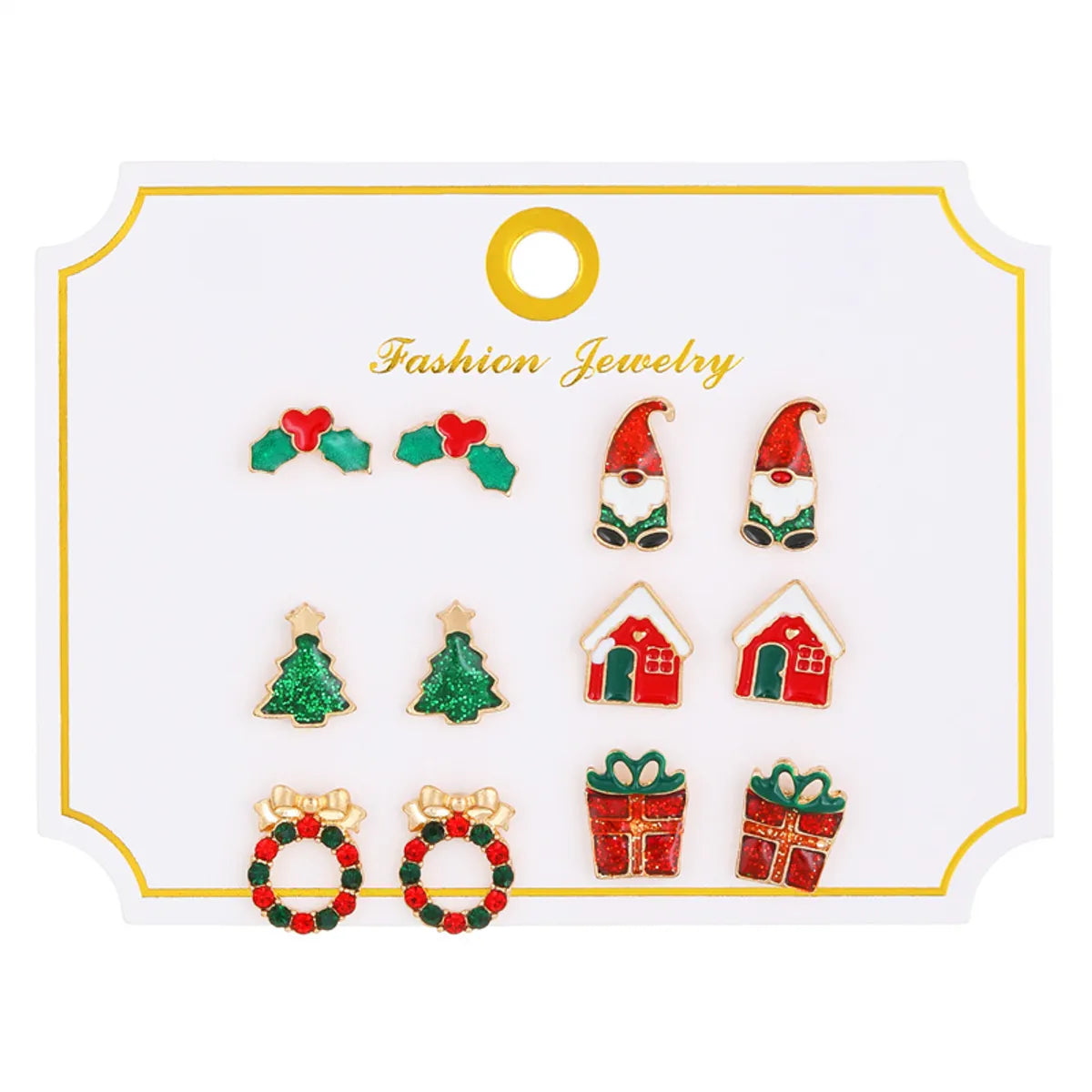 Cartoon Style Cute Classic Style Christmas Tree Santa Claus Bell Alloy Stoving Varnish Plating Inlay Rhinestones Zircon 18k Gold Plated Silver Plated Christmas Women's Jewelry Set