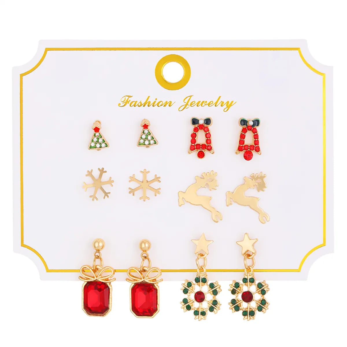 Cartoon Style Cute Classic Style Christmas Tree Santa Claus Bell Alloy Stoving Varnish Plating Inlay Rhinestones Zircon 18k Gold Plated Silver Plated Christmas Women's Jewelry Set