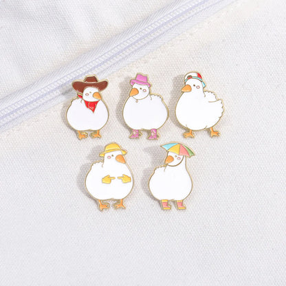 Cartoon Style Cute Cowboy Style Duck Alloy Stamping Stoving Varnish Plating Women'S Brooches