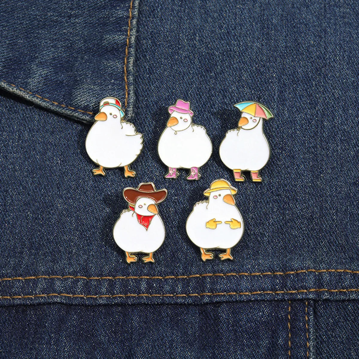 Cartoon Style Cute Cowboy Style Duck Alloy Stamping Stoving Varnish Plating Women'S Brooches