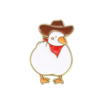 Cartoon Style Cute Cowboy Style Duck Alloy Stamping Stoving Varnish Plating Women'S Brooches