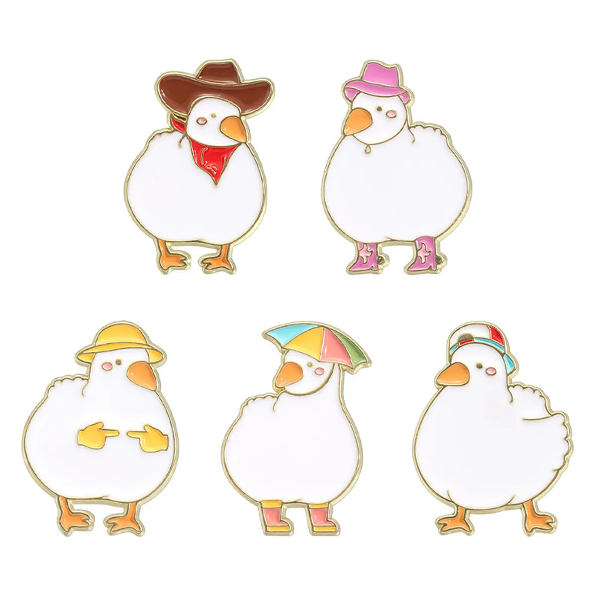 Cartoon Style Cute Cowboy Style Duck Alloy Stamping Stoving Varnish Plating Women'S Brooches