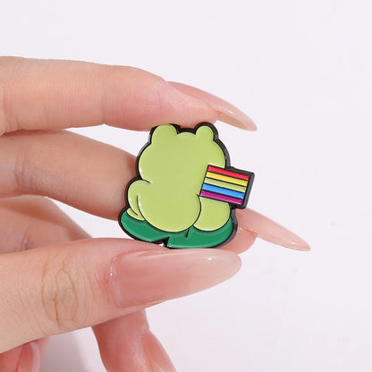 Cartoon Style Cute Cowboy Style Frog Alloy Stamping Stoving Varnish Plating Unisex Brooches