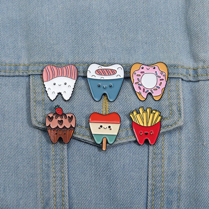 Cartoon Style Cute Cowboy Style Ice Cream Teeth Strawberry Alloy Stamping Stoving Varnish Women'S Brooches