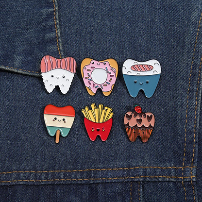 Cartoon Style Cute Cowboy Style Ice Cream Teeth Strawberry Alloy Stamping Stoving Varnish Women'S Brooches