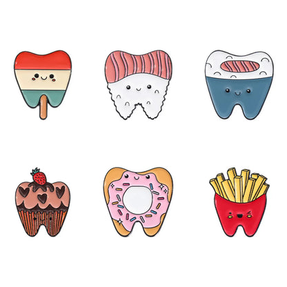 Cartoon Style Cute Cowboy Style Ice Cream Teeth Strawberry Alloy Stamping Stoving Varnish Women'S Brooches