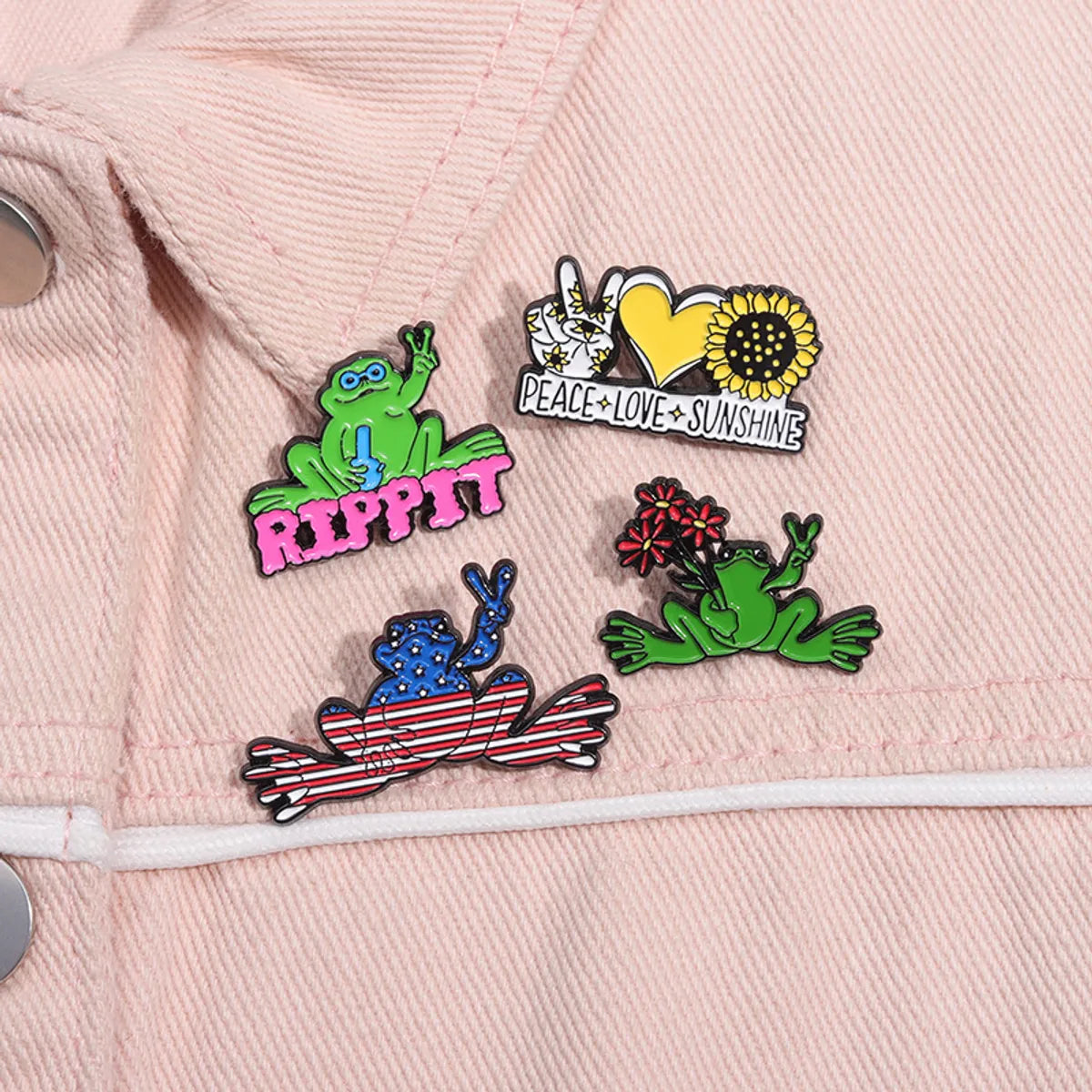 Cartoon Style Cute Cowboy Style Letter Flower Frog Alloy Stamping Stoving Varnish Plating Unisex Badge Brooches Collar Pin