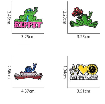 Cartoon Style Cute Cowboy Style Letter Flower Frog Alloy Stamping Stoving Varnish Plating Unisex Badge Brooches Collar Pin