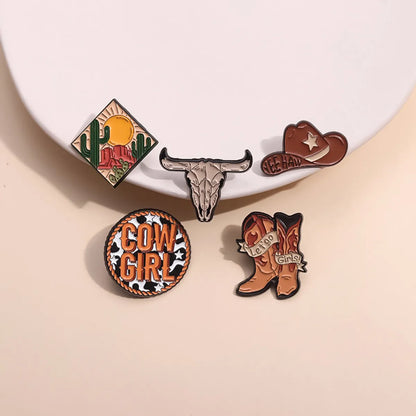 Cartoon Style Cute Cowboy Style Letter Hat Horns Alloy Stamping Stoving Varnish Plating Unisex Brooches