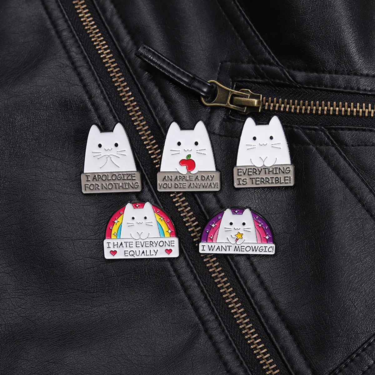 Cartoon Style Cute Cowboy Style Letter Rainbow Cat Alloy Stamping Stoving Varnish Plating Unisex Brooches