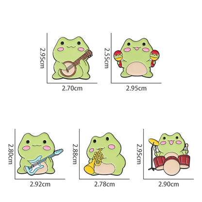 Cartoon Style Cute Cowboy Style Musical Instrument Frog Alloy Stoving Varnish Unisex Brooches