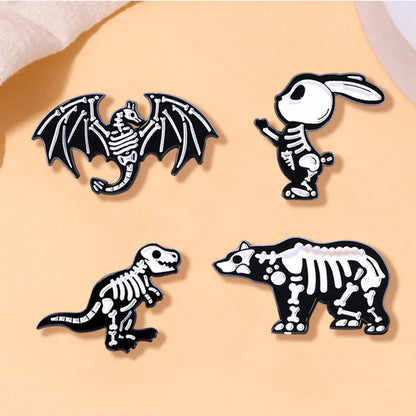 Cartoon Style Cute Cowboy Style Rabbit Animal Dinosaur Alloy Stamping Stoving Varnish Plating Unisex Badge Brooches