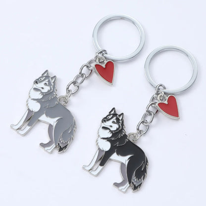 Cartoon Style Cute Dog Heart Shape Metal Bag Pendant Keychain