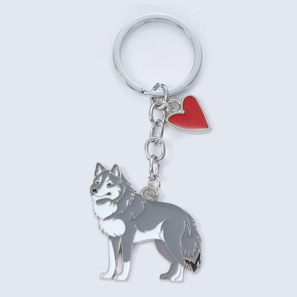 Cartoon Style Cute Dog Heart Shape Metal Bag Pendant Keychain