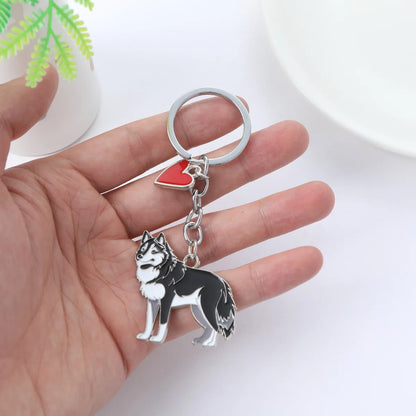 Cartoon Style Cute Dog Heart Shape Metal Bag Pendant Keychain