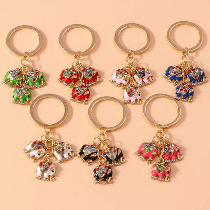 Cartoon Style Cute Elephant Alloy Inlay Rhinestones Bag Pendant Keychain