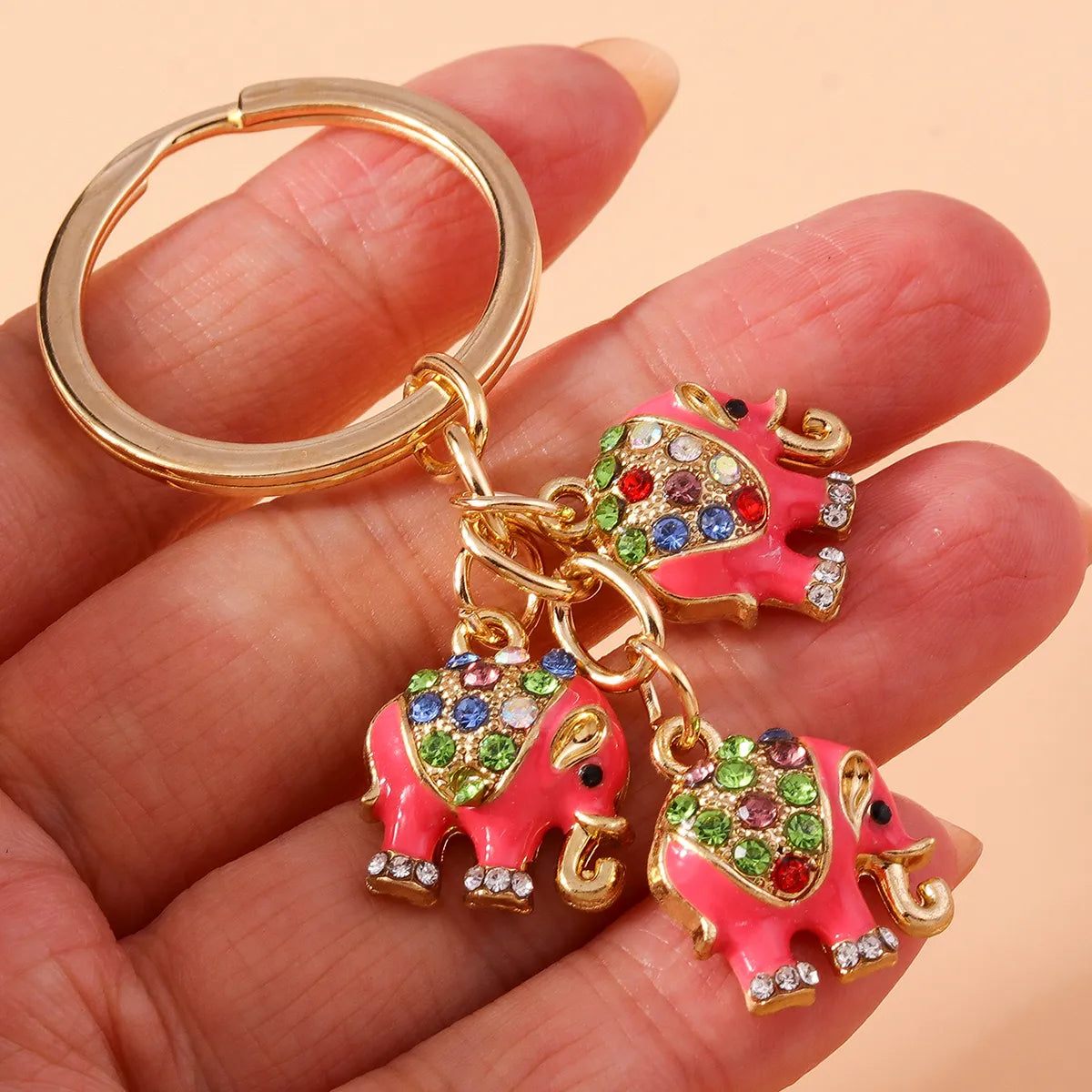 Cartoon Style Cute Elephant Alloy Inlay Rhinestones Bag Pendant Keychain