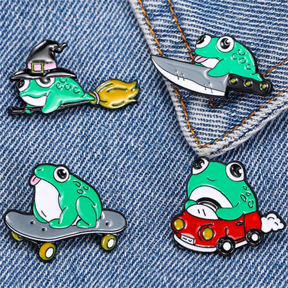 Cartoon Style Cute Frog Alloy Stamping Stoving Varnish Plating Unisex Brooches