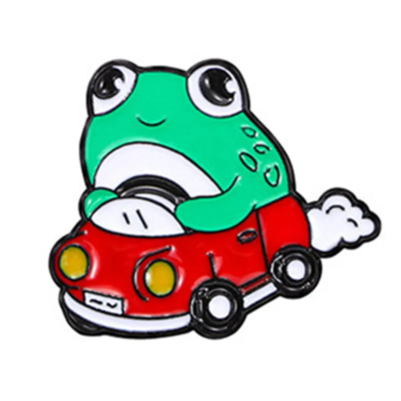 Cartoon Style Cute Frog Alloy Stamping Stoving Varnish Plating Unisex Brooches