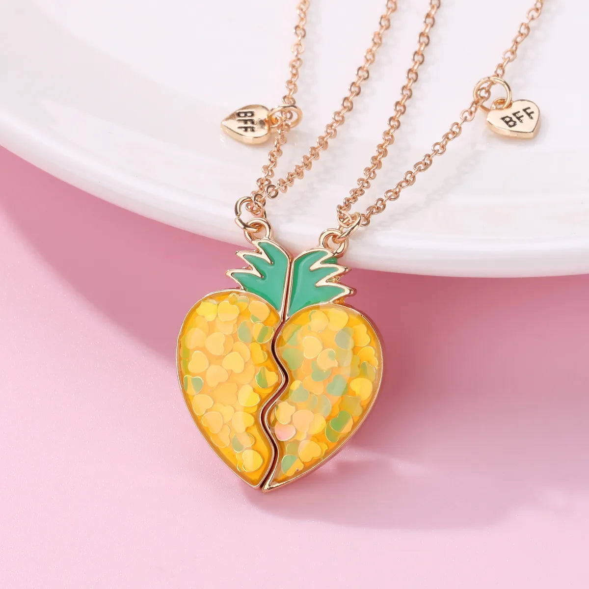 Cartoon Style Cute Fruit Heart Shape Alloy Plating Girl's Pendant Necklace