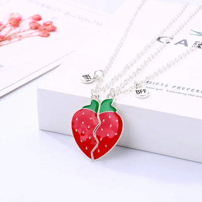 Cartoon Style Cute Fruit Heart Shape Alloy Plating Girl's Pendant Necklace