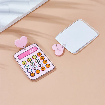 1 Pair Cartoon Style Cute Heart Shape Calculator Printing Arylic Drop Earrings