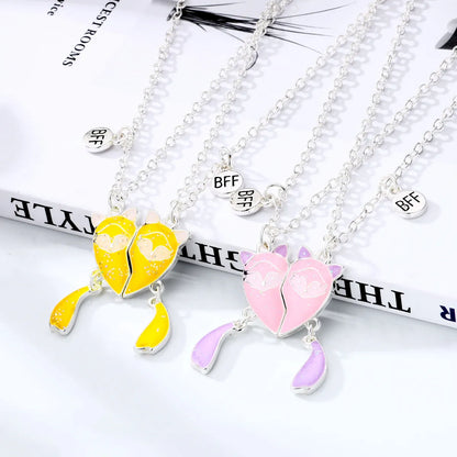 Cartoon Style Cute Heart Shape Fox Alloy Girl's Pendant Necklace