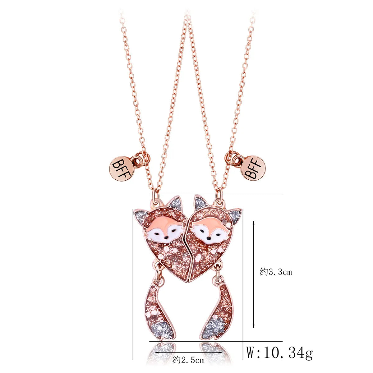 Cartoon Style Cute Heart Shape Fox Alloy Girl's Pendant Necklace