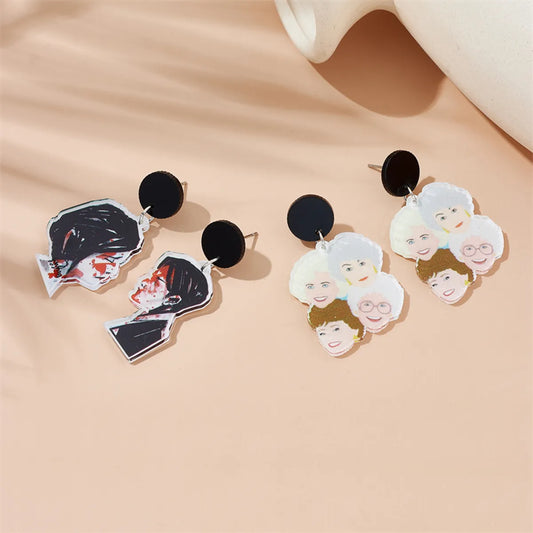 Cartoon Style Cute Human Arylic Printing Women's Drop Earrings