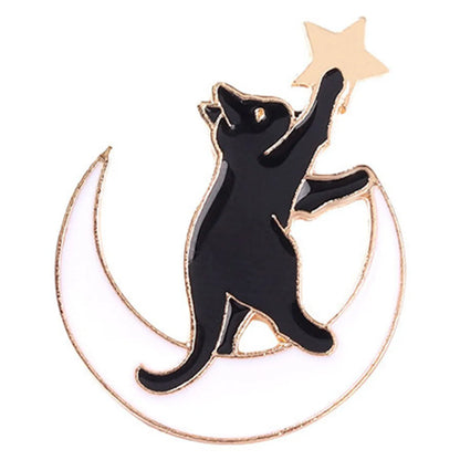 Cartoon Style Cute Letter Moon Cat Alloy Stoving Varnish Plating Unisex Brooches