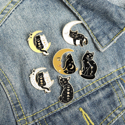 Cartoon Style Cute Letter Moon Cat Alloy Stoving Varnish Plating Unisex Brooches