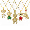 Cartoon Style Cute Little Bear Stainless Steel Copper Plating Inlay Pearl Zircon Gold Plated Pendant Necklace